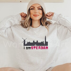 Amsterdam Sweatshirt, Amsterdam Skyline Shirt, Netherlands Tshirt, Holland Tee, Dutch Souvenir, Vacation Travel Gift, Trip to Europe, Unisex