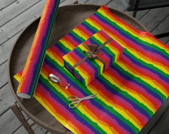 Rainbow Wrapping Paper Roll, Pride Gift Wrap, Birthday Present, Pride Gifts, LGBT Flag, LGBTQ Celebrations, Gay, Lesbian, Birthday
