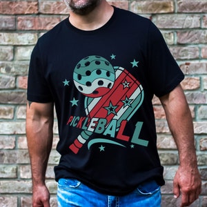 Patriotic Pickleball Shirt, Retro Stars & Stripes Tshirt, Pickle Ball Gift, Independence Day, Patriot T-Shirt, 4th of July, Red White Blue
