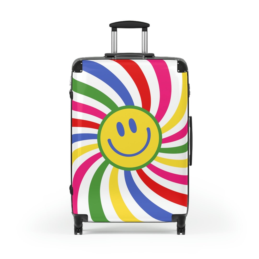 Happy Face Suitcase Luggage Swivel Wheels, Hard Shell Suitcase Carryon