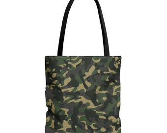 Camouflage Tote Bag, Camo Canvas Bag, Reusable Holiday Gift Bag, Birthday Gifts, Father's Day, Military, Hunter Hunting Present, Olive Green