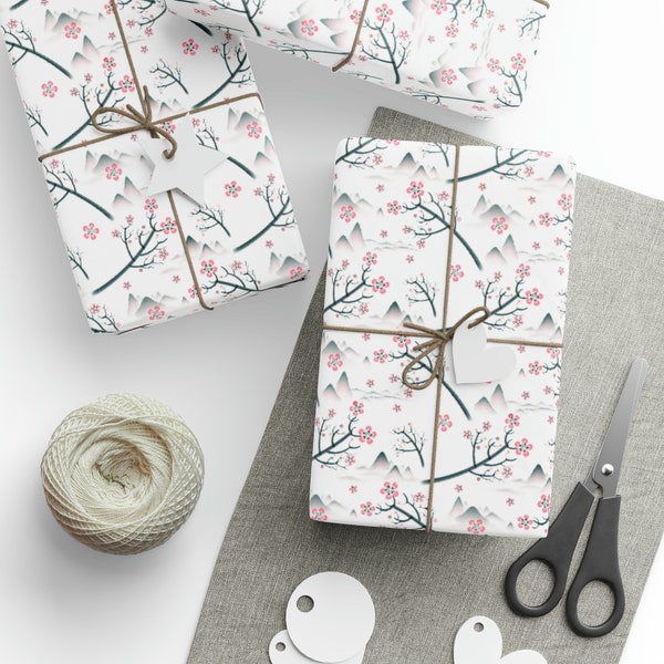 Cherry Blossom Sakura Gift Wrapping Paper, Japanese Gift Wrapping Paper Roll, Washington DC Tokyo Asia, Birthday Mother's Day Present