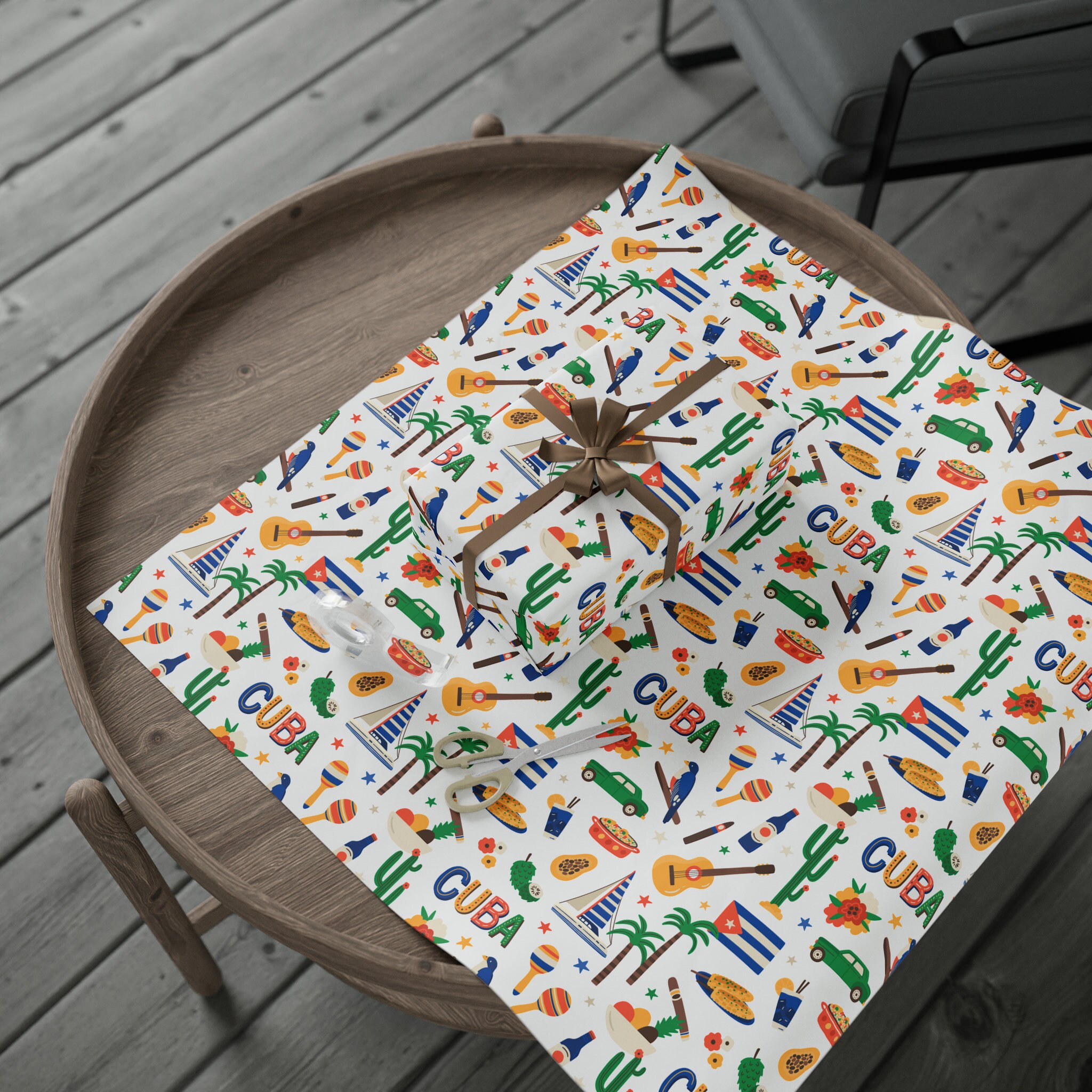 Cuba Wrapping Paper Roll, Havana Cuba, Paper Has Iconic Symbols (cuba ...