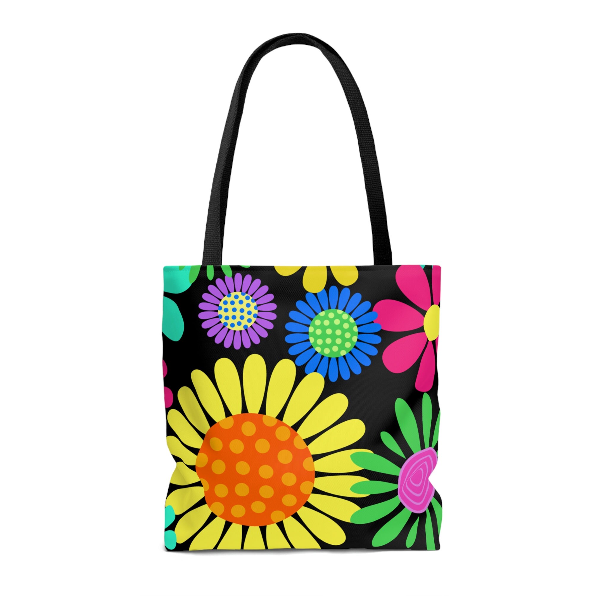 Daisy Floral Tote Bag Retro Flower Purse Gym Bag Grocery Etsy