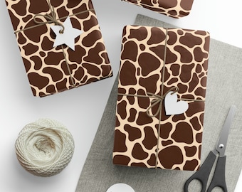 Rolo de papel de embrulho de girafa, embrulho de presente Safari, festa de aniversário, embrulho com tema de animais, celebração de chá de bebê, aventura selvagem e exótica, natureza