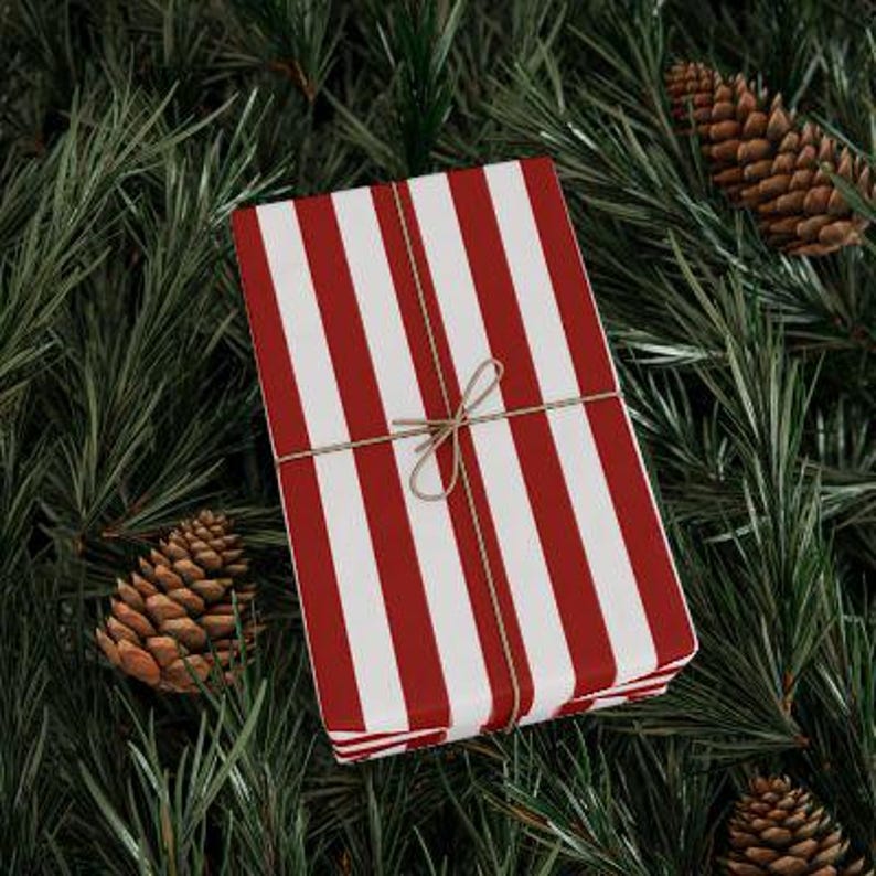 Rot Weiß gestreiftes Geschenkpapier, 4. Juli Geschenkpapier, Weihnachtsgeschenkpapier, Streifenpapierrolle, Rettungsschwimmer Geschenkpapier, Unabhängigkeit Bild 5