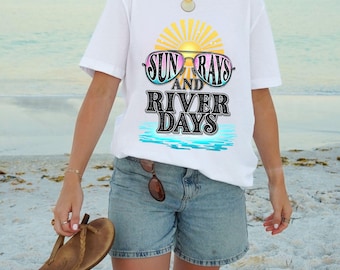 Flodtröja, River Rat T-shirt, Forsränning, Flytande, Slang, Innerslang, Solglasögon Sunshine T-shirt, Sommarsemester, Komfortfärger