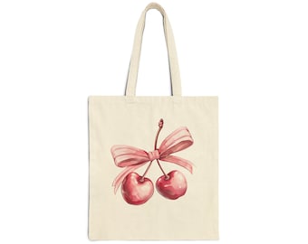 Torba typu Tote Coquette Cherries, Różowa kokardka Cherry wielokrotnego użytku, Estetyka Soft Girl Era, Torba z płótna, Modna wiosna lato, Miłośnik owoców, Dziewczęcy