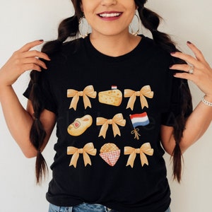 Dutch Girl Shirt, Amsterdam T-Shirt, Netherlands Tshirt, Holland Gift, Coquette Orange Bows, Dutch Woman Gift, Gouda Cheese, Stroopwafels