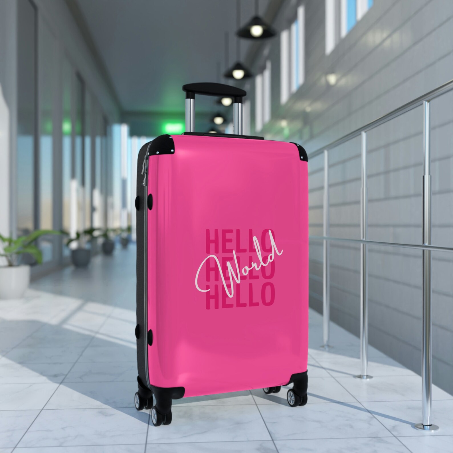Pink Luggage Spinner Wheels Hot Pink Hard Shell Suitcase1 2 Etsy