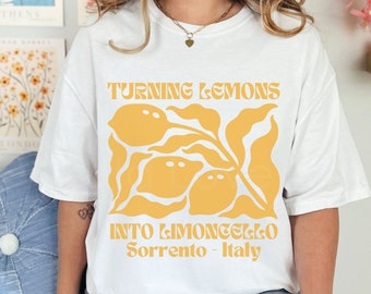 Camisa Limoncello, Camiseta Italia, Regalo de la Costa de Amalfi, Camiseta de Limón, Sorrento Italia, Limonero Italiano, Regalos Retro Boho Capri Colores Confort