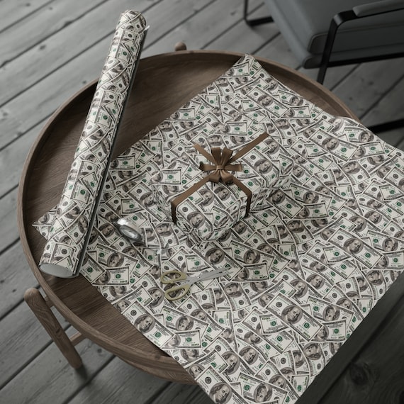 Novelty Money Wrapping Paper With Dollar Bill Design, Funny