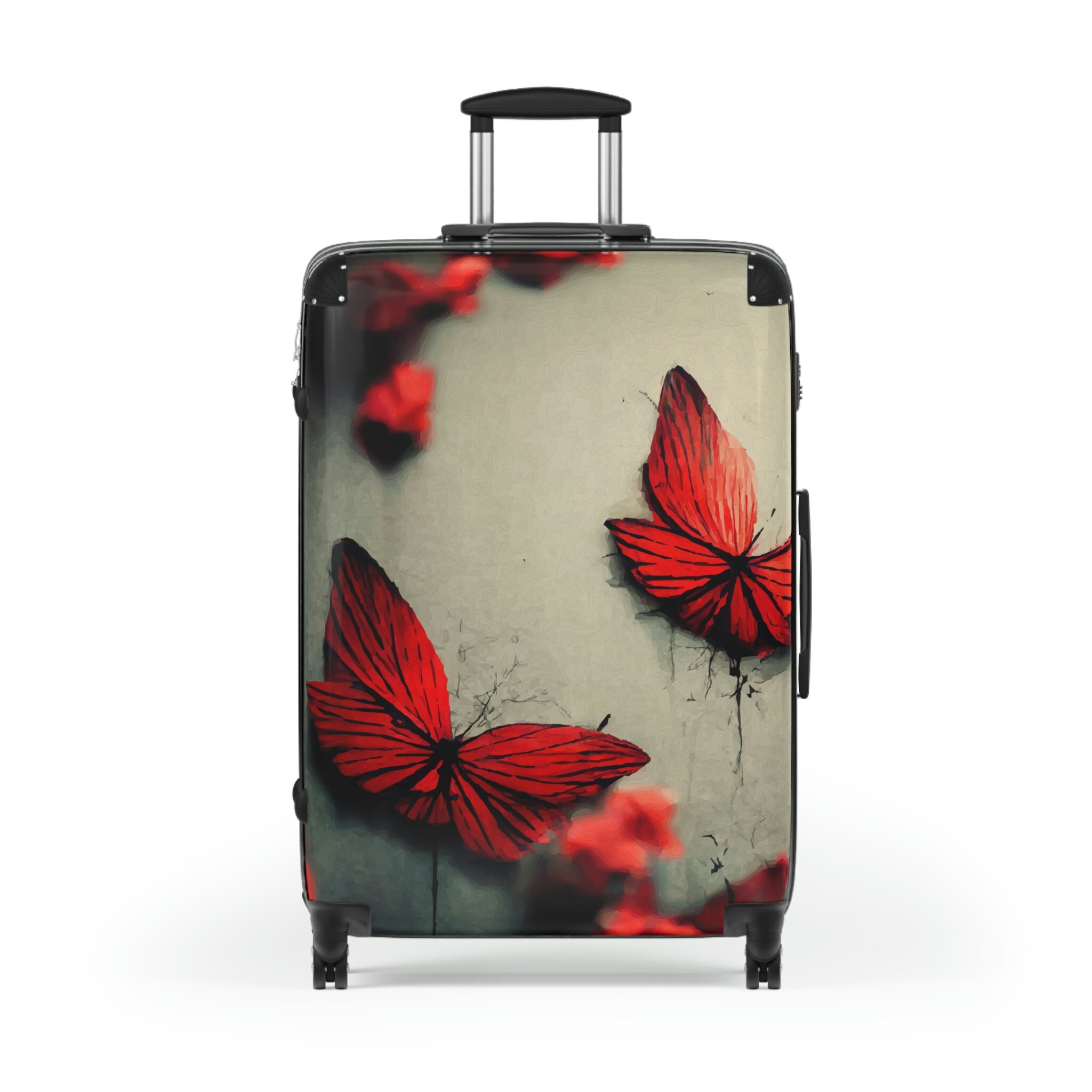 Butterfly Suitcase Red Butterflies Luggage Floral Spinner Wheels Hard Shell 1 3 Pieces 22 27 30 Inch Full Rolling Cabin Travel Bag Etsy Canada