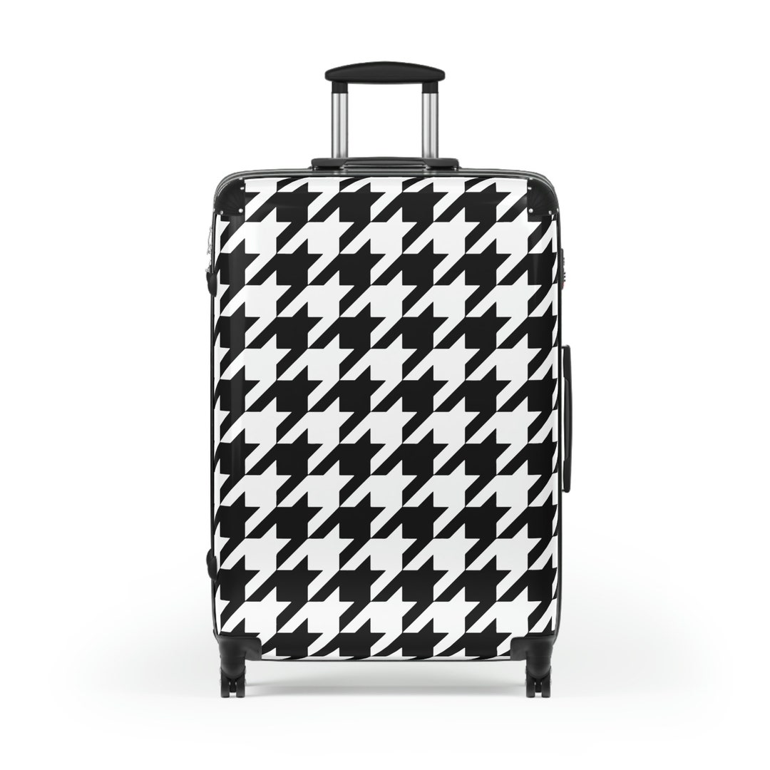 Houndstooth Luggage Spinner Wheels, Black & White Checkered Suitcase