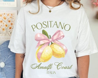 Camiseta de Positano, Italia, regalo de la Costa Amalfitana, camiseta de limón, coqueta, limonero italiano, regalos vintage de Capri, colores cómodos