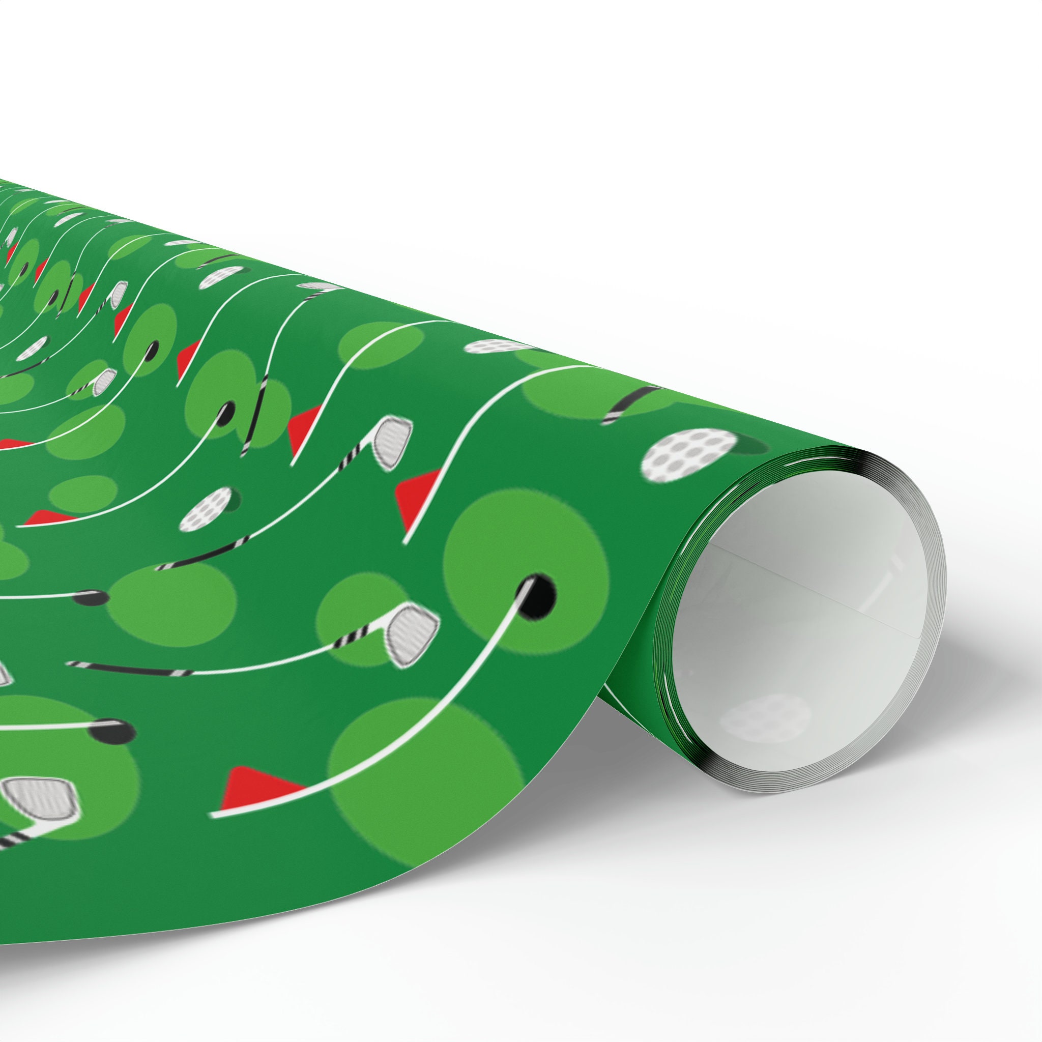 Cute Green Golf Club Gift Wrap Thick Wrapping Paper Father's Day Golfball  Golfing Theme Shower Party Decor (One 20 inch x 30 inch sheet)