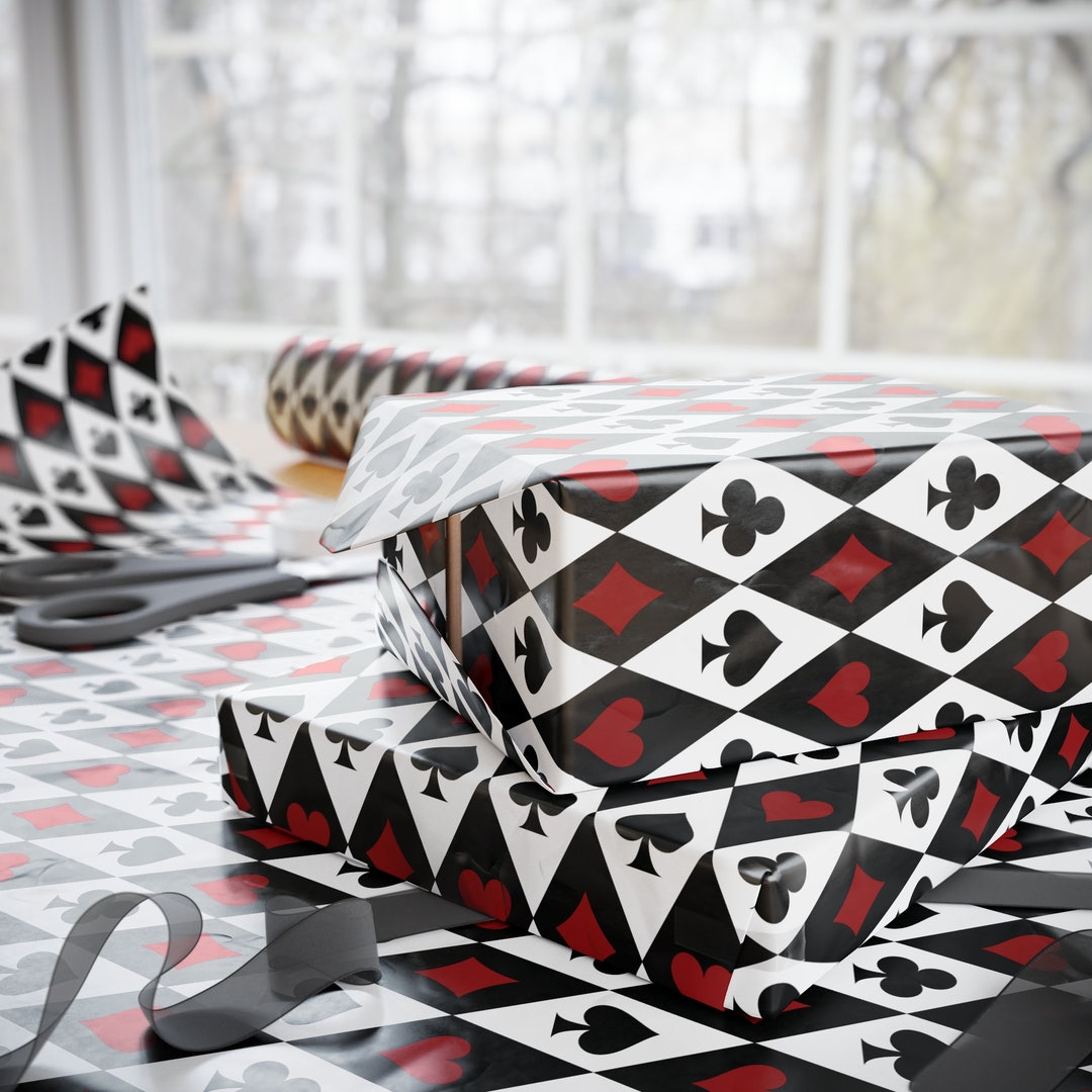 Playing Cards Wrapping Paper Roll, Poker Gift Wrap, Card Players Gifts