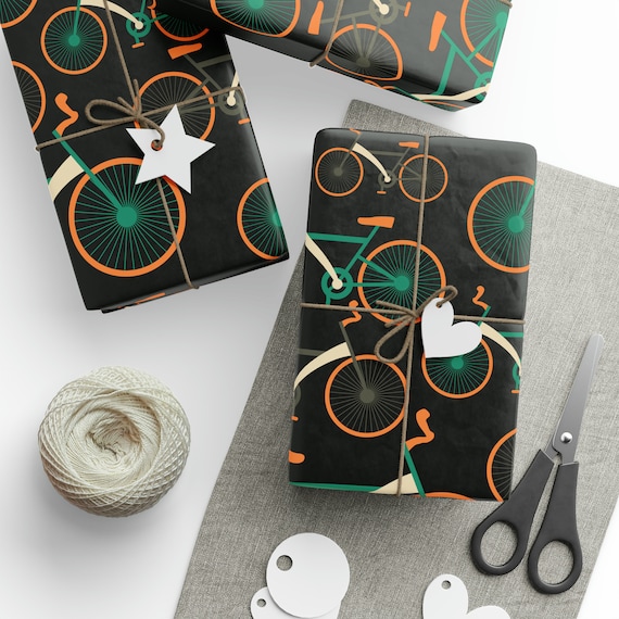 Bicycle Wrapping Paper Roll Retro Color Palette Ideal for