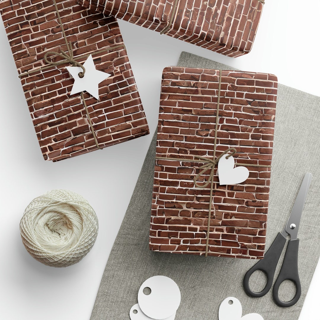 Brick Wrapping Paper Roll, Brick Wall Gift Wrap, Red Brick, House