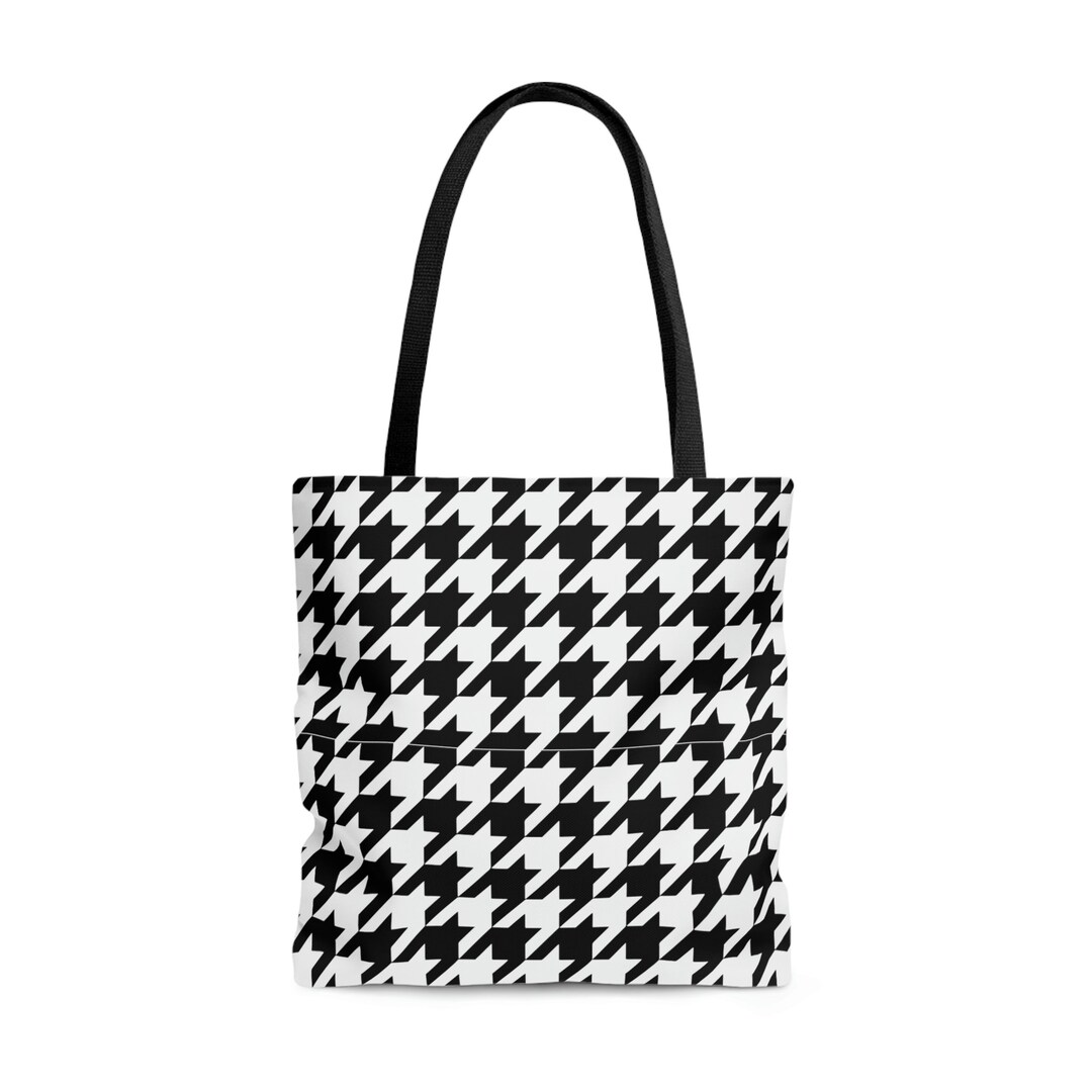 Houndstooth Tote Bag Black and White Checkered Pattern Bag Etsy