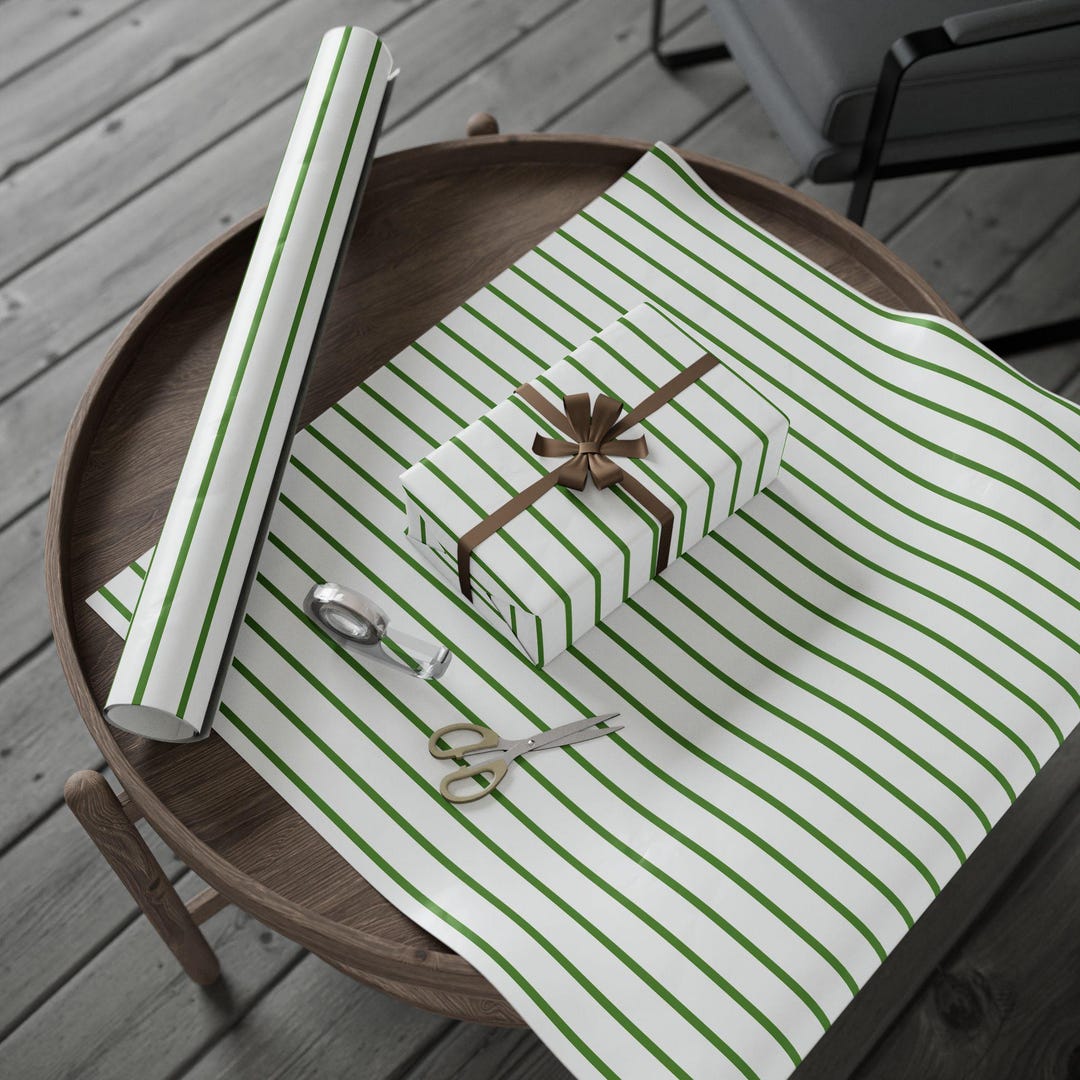 Strippy Rapping Paper Custom Color and White Striped Wrapping Paper Roll, French Stripe Gift ...