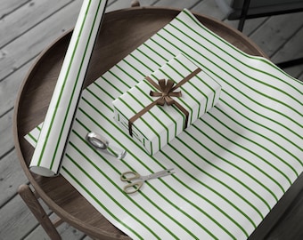 Custom Color and White Striped Wrapping Paper Roll, French Stripe Gift Wrap, Matte or Glossy Stripes Christmas, Spring Summer Pinstripe