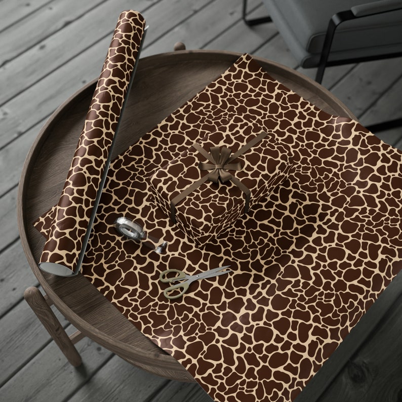 Giraffe Wrapping Paper Roll, Safari Gift Wrap, Birthday Party, Animal themed Wrap, Baby Shower Celebration, Wild & Exotic Adventure, Nature image 4