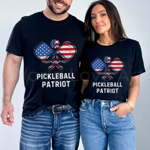 Patriotic Pickleball Shirt, American Flag Pickler Tshirt, Pickle Ball Gift, Independence Day, Patriot T-Shirt, 4th of July, Red White & Blue