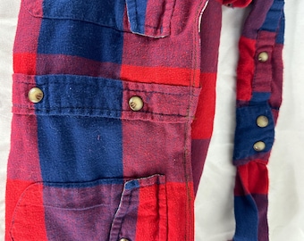 MorganRy Flannel Sholder Bag Whitney 17 Borsa per camicia salvata in flanella rossa e blu con fodera fatta a mano