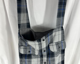 MorganRy Flannel Shoulder Bag Whitney 14 Grigio Nero Borsa fatta a mano con fodera in maglia salvata