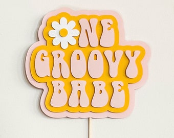 Boho Daisy Birthday, Cake Topper, Cake Smash Topper, First Birthday, Hippie, Retro, 70’s theme, Groovy, Groovy One, Girl First Birthday