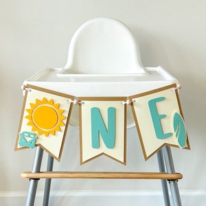 The Big One Surf Highchair Garland Retro Surf Birthday Beach Highchair Banner Surfboard Decor Boy First Birthday One Groovy Boy Surfs Up