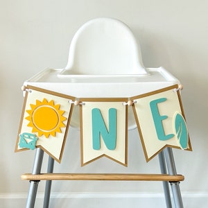 The Big One Surf Highchair Garland / Retro Surf Birthday / Beach Highchair Banner / Surfboard Decor / Boy First Birthday / One Groovy Boy