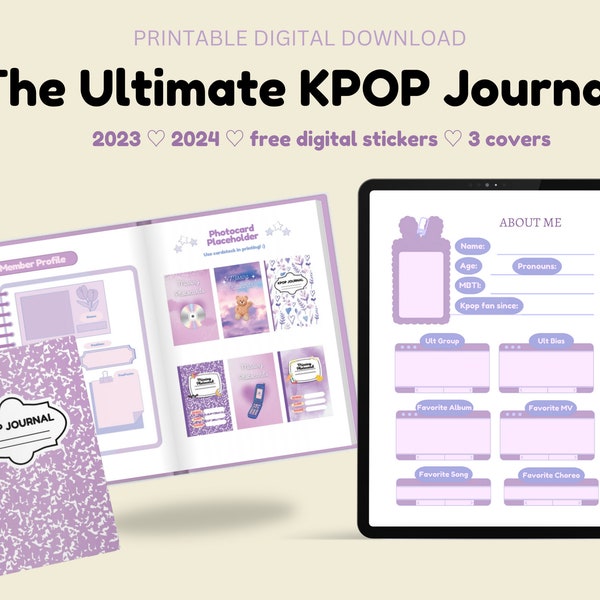 Printable Purple Kpop Journal Planner Tracker Digital Download GoodNotes