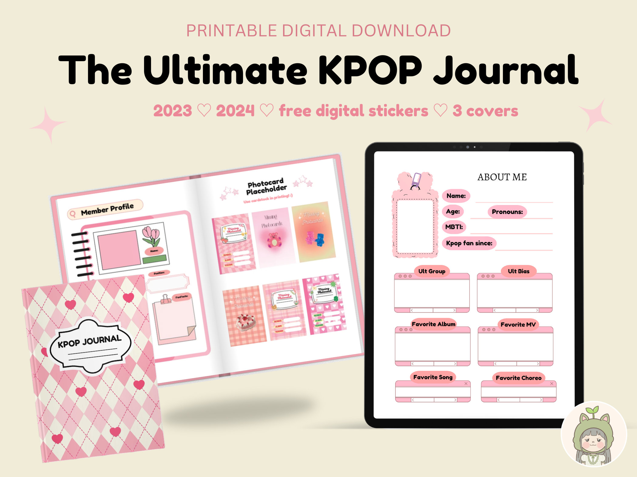 Printable Pink Kpop Journal Planner Tracker Digital Download Etsy