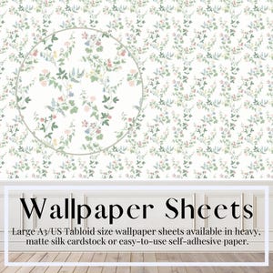 Puppenhaus Tapete, Wiese, Blumen, Englischer Garten, Abziehpapier, matter Karton, A3, A4, US Tabloid, US Letter