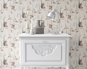 Dollhouse Wallpaper: Woodlands Nursery, 1/12 Scale (Peel & Stick)