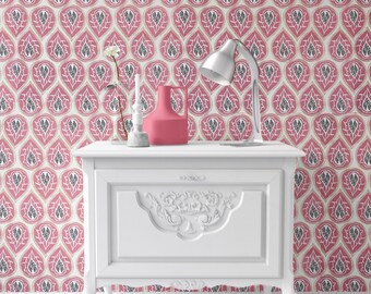 Pink Dollhouse Wallpaper: 1/12 Scale, Peel & Stick, A3 Sheet