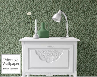 Dollhouse Wallpaper: Green Climbing Ivy Pattern, 1/12 Scale (Printable Download)
