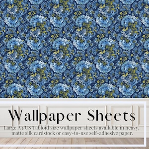 Puppenstube, große Tapeten, Midnight Blue, Blumen, Wandbild, Blau, Peel & Stick Papier, Premium Karton