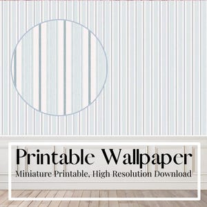 Papel tapiz de diseño para casa de muñecas Heacham Stripe Seaspray 1/12 Miniatura 1:12 Descarga digital imprimible Tamaños A3, A4, Tabloide de EE. UU. y Carta de EE. UU.
