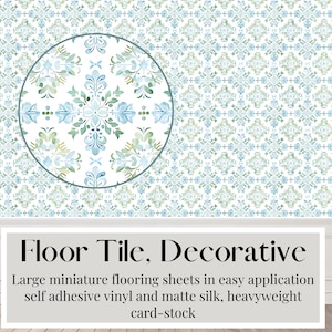 Dollhouse Flooring, Dollhouse Floor Tile, Green, Blue, Decorative Tile, Flooring, Bathroom, Kitchen Tile, Dollhouse Miniatures, Flooring