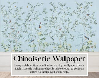 Carta Da Parati Per Case Delle Bambole 1:12 - 3 Fogli Autoadesivi Stile Vittoriano, Design Antico, Facile Da Applicare