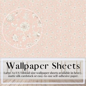 Puppenhaus Chinoiserie, Tapete, Rosa Paisley, Abzieh- und Aufklebepapier, Matter Seidenkarton, A3 Großformat