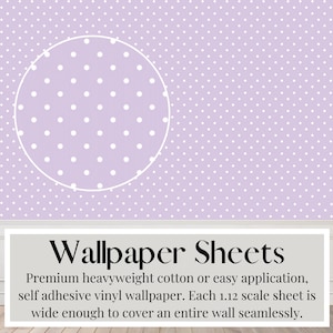 Dollhouse Wallpaper, Mauve and White Polka Dot, Lavender, Miniature Bedroom, Dollhouse Design, Miniature Decor, Modern Miniatures, 1:12