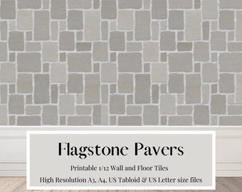 Flooring, Flagstone, Pavers, Dollhouse Flooring, Kitchen, Georgian, Tudor, Wallpaper, 1:12, Printable Download, A3, A4, US Tabloid & Letter
