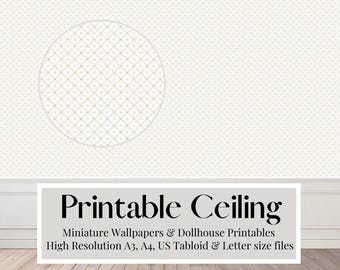 Dollhouse Ceiling Wallpaper: Diamond Plaster Pattern (Digital Download)