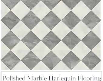 Dollhouse Flooring: Marble Tile, Grey and White, Diamond Pattern (1/12 Scale)