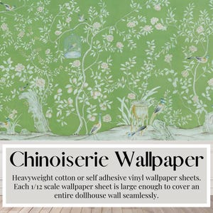 Behangpapier poppenhuis, appelgroen, chinoiserie | Peel & Stick-papier | Mat karton | Vellen op tabloid-formaat (A3/VS)