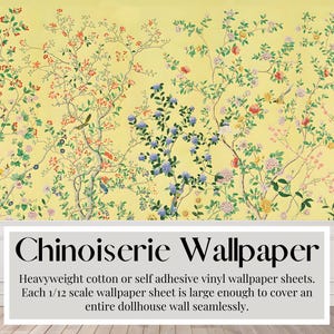 Behangpapier poppenhuis, keizersgeel, luxe chinoiserie | Peel & Stick-papier | Mat karton | Vellen op tabloid-formaat (A3/VS)